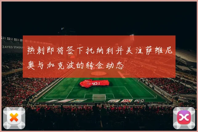 热刺即将签下托纳利并关注萨维尼奥与加克波的转会动态